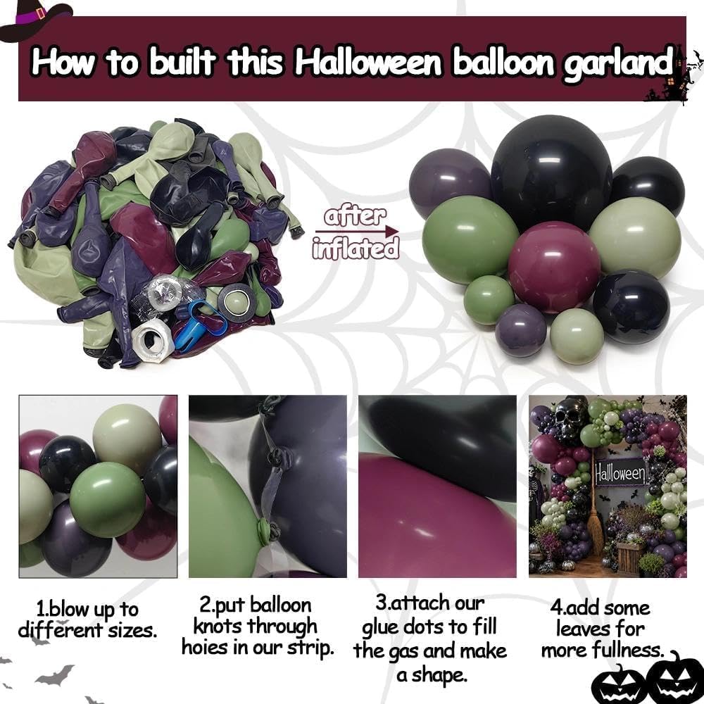 Zwart Paars Groen Halloween Sp - Balloon Arch Kit recensie en prijs